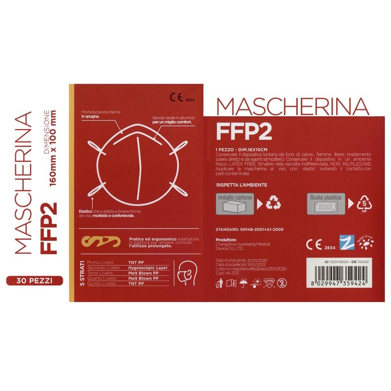 Mascherine FFP2 Strati 5 Pz. 30