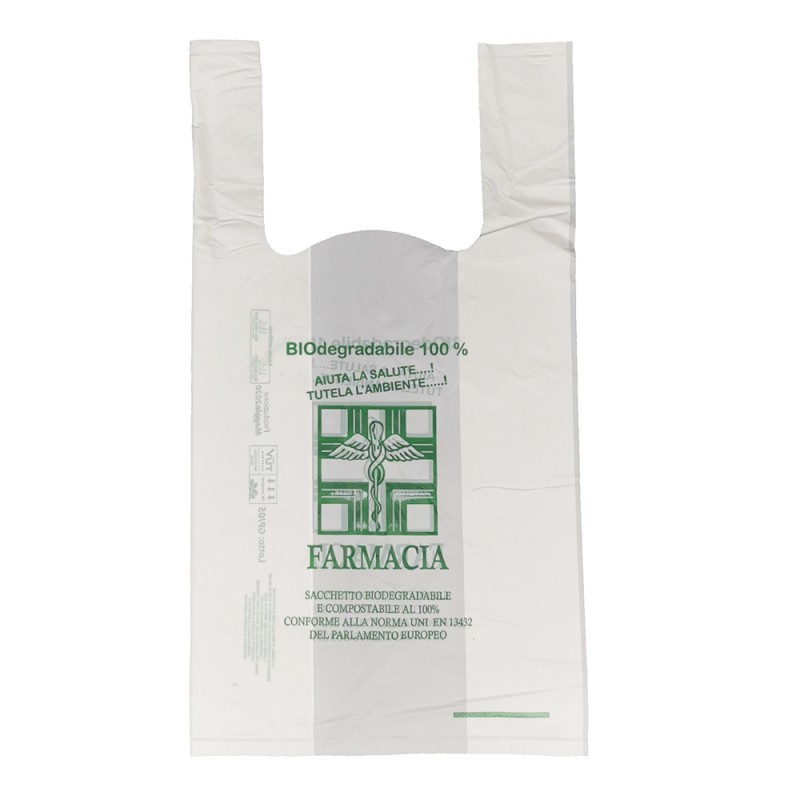 Shoppers Compostabili Farmacia cm. 23+12X40 gr.5  Pz 1000