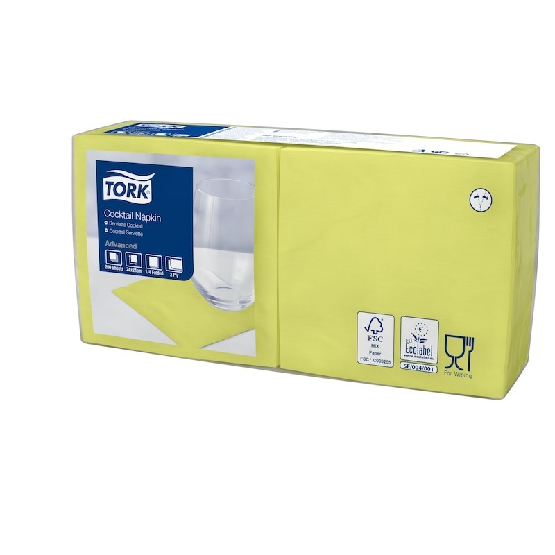 Tork Tovagliolo Cocktail 2 Veli cm. 24x24 da 200 Fogli - Lime