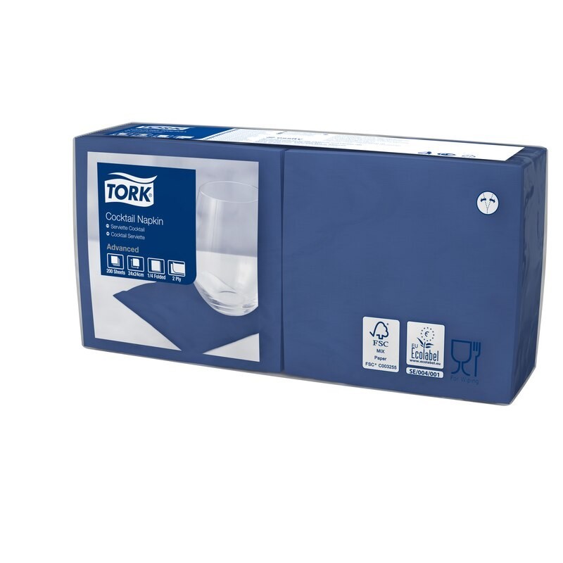 Tork Tovagliolo Cocktail 2 Veli cm. 24x24 da 200 Fogli - Blue Scuro
