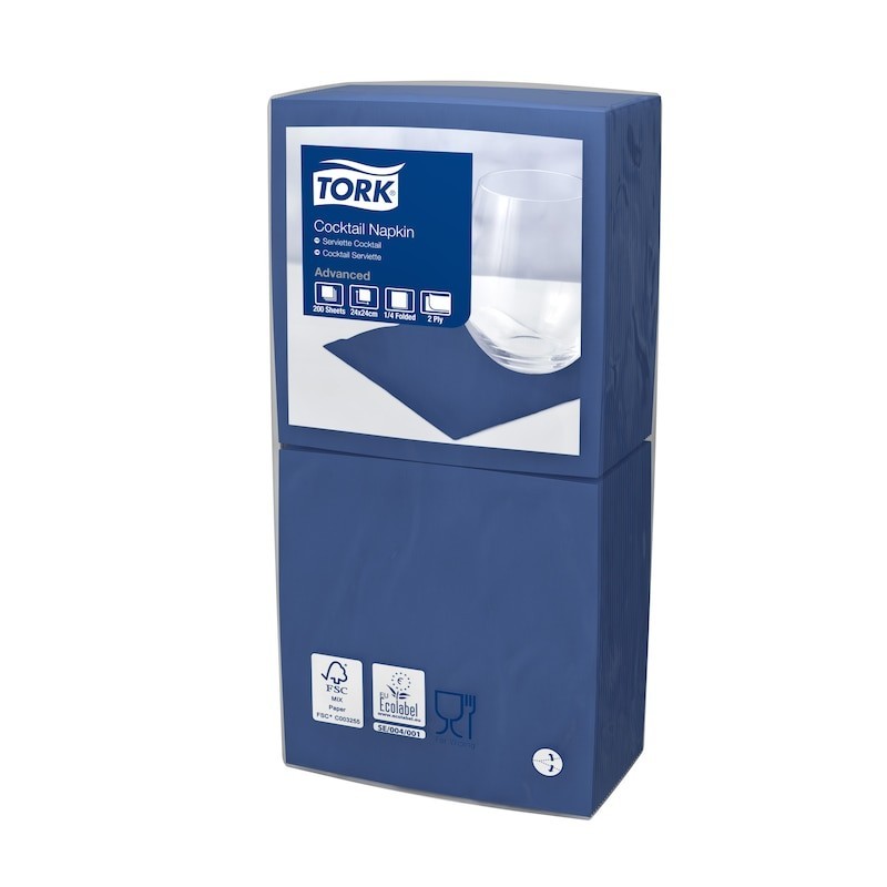 Tork Tovagliolo Cocktail 2 Veli cm. 24x24 da 200 Fogli - Blue Scuro