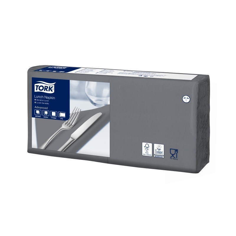 Tovagliolo Tork Lunch 2 Veli cm. 33x33 da 200 Fogli Antracite