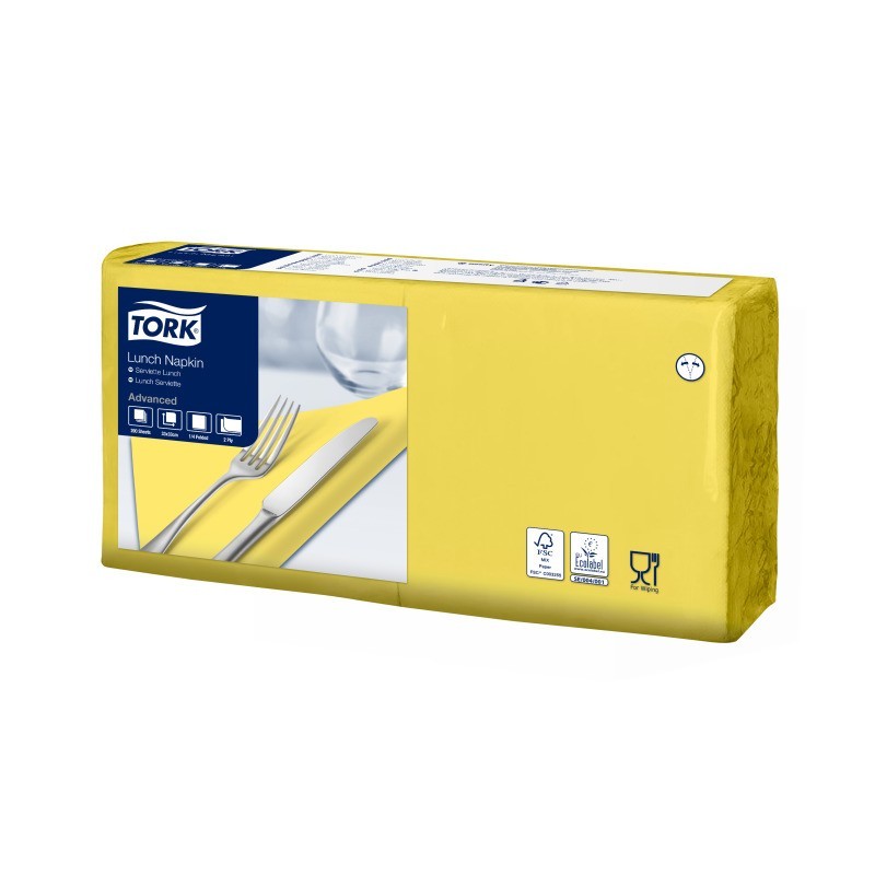 Tovagliolo Tork Lunch 2 Veli cm. 33x33 da 200 Fogli Giallo