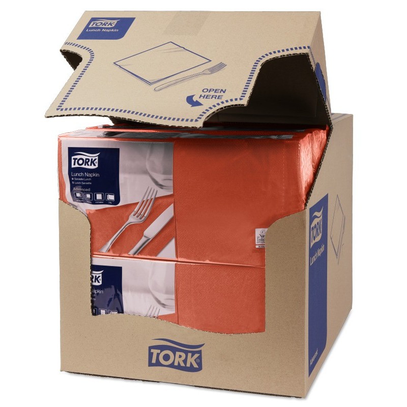 Tovagliolo Tork Lunch 2 Veli cm. 33x33 da 200 Fogli Terracotta