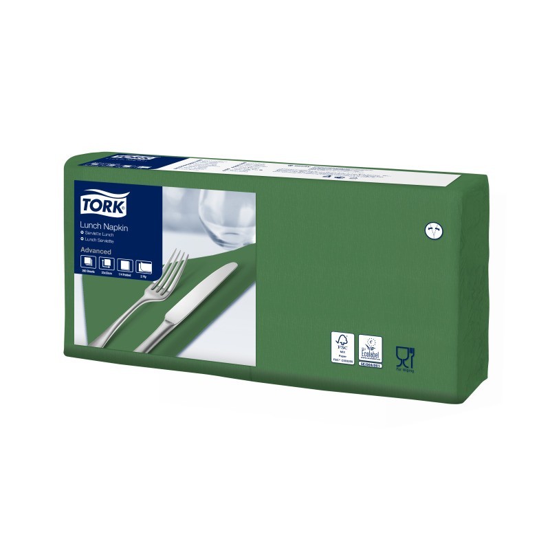 Tovagliolo Tork Lunch 2 Veli cm. 33x33 da 200 Fogli Verde Scuro