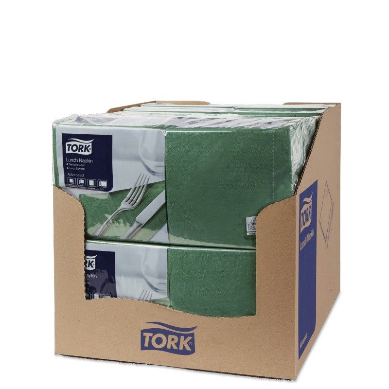 Tovagliolo Tork Lunch 2 Veli cm. 33x33 da 200 Fogli Verde Scuro