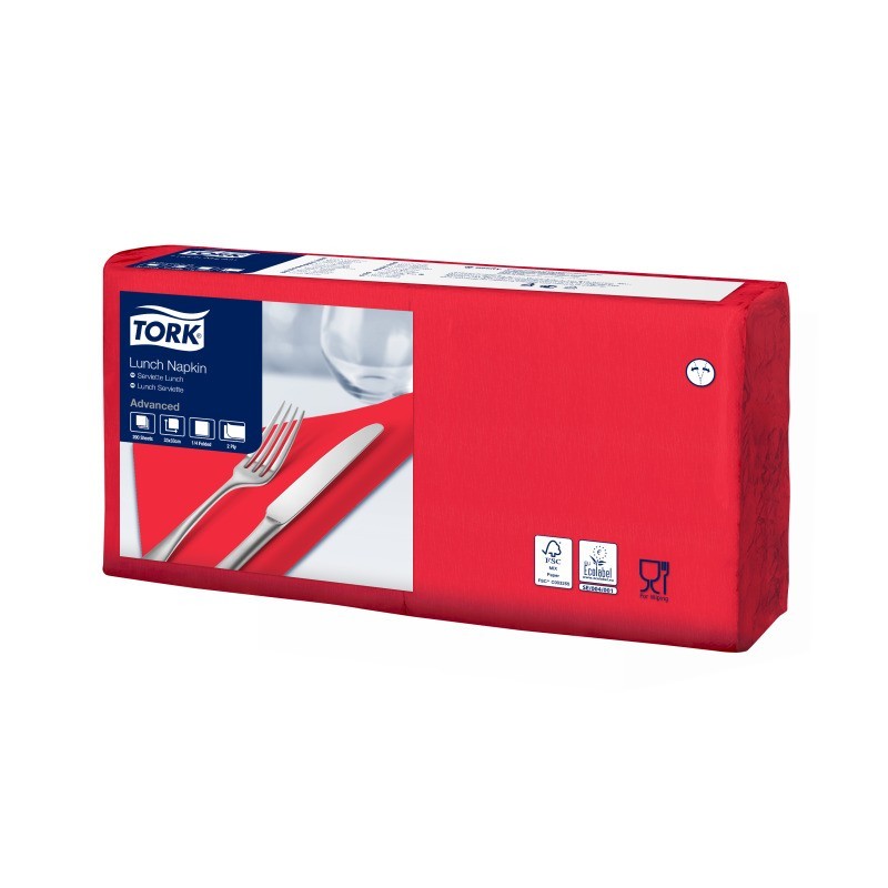 Tovagliolo Tork Lunch 2 Veli cm. 33x33 da 200 Fogli Rosso