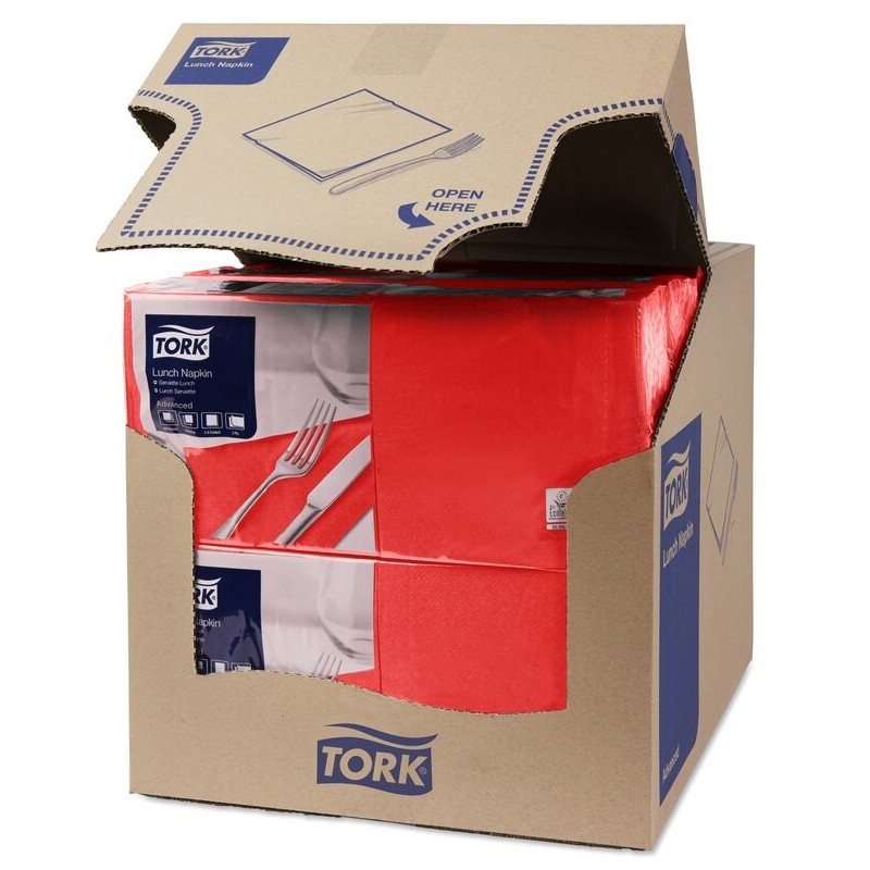 Tovagliolo Tork Lunch 2 Veli cm. 33x33 da 200 Fogli Rosso