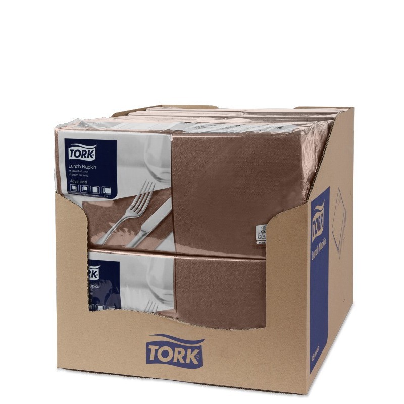 Tovagliolo Tork Lunch 2 Veli cm. 33x33 da 200 Fogli Marrone