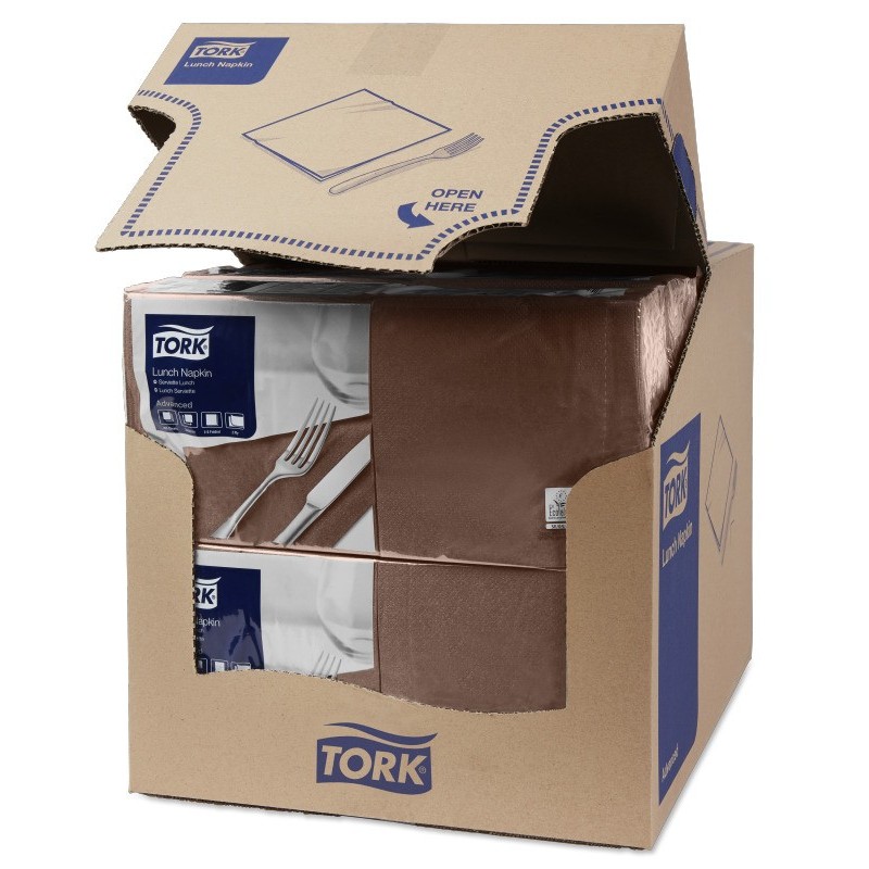 Tovagliolo Tork Lunch 2 Veli cm. 33x33 da 200 Fogli Marrone