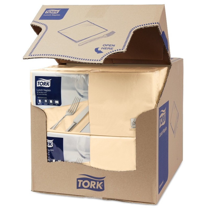 Tovagliolo Tork Lunch 2 Veli cm. 33x33 da 200 Fogli Sabbia