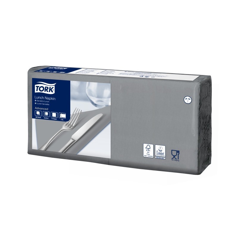 Tovagliolo Tork Lunch 2 Veli cm. 33x33 da 200 Fogli Grigio