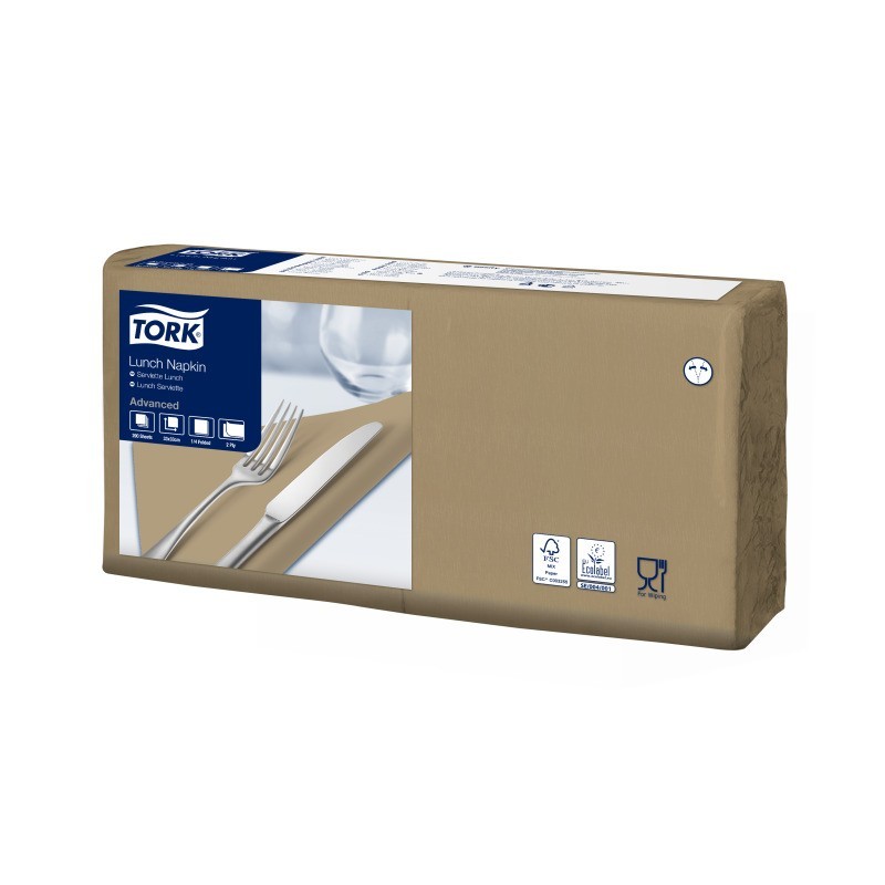 Tovagliolo Tork Lunch 2 Veli cm. 33x33 da 200 Fogli Nocciola