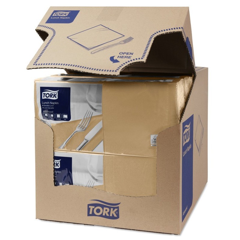 Tovagliolo Tork Lunch 2 Veli cm. 33x33 da 200 Fogli Nocciola