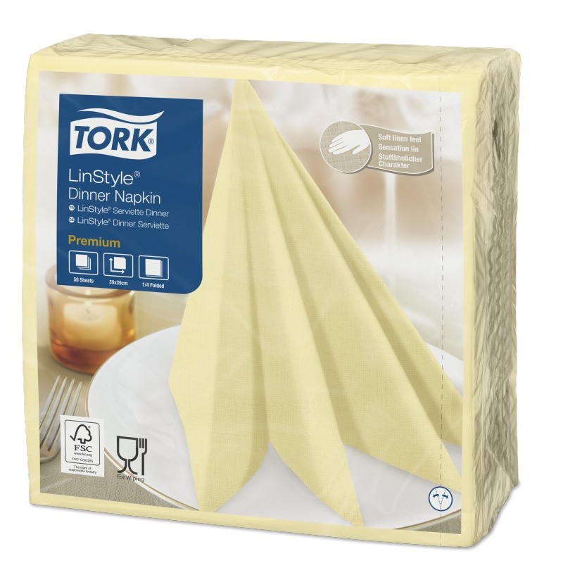 Tork Premium LinStyle Tovagliolo Dinner cm. 39x39 da 50 Fogli Champagne