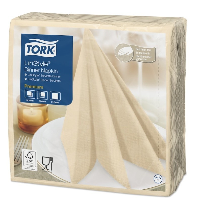 Tork Premium LinStyle Tovagliolo Dinner cm. 39x39 da 50 Fogli Crema