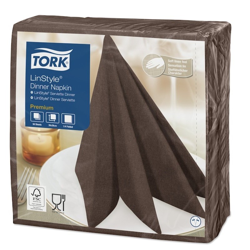 Tork Premium LinStyle Tovagliolo Dinner cm. 39x39 da 50 Fogli Marrone