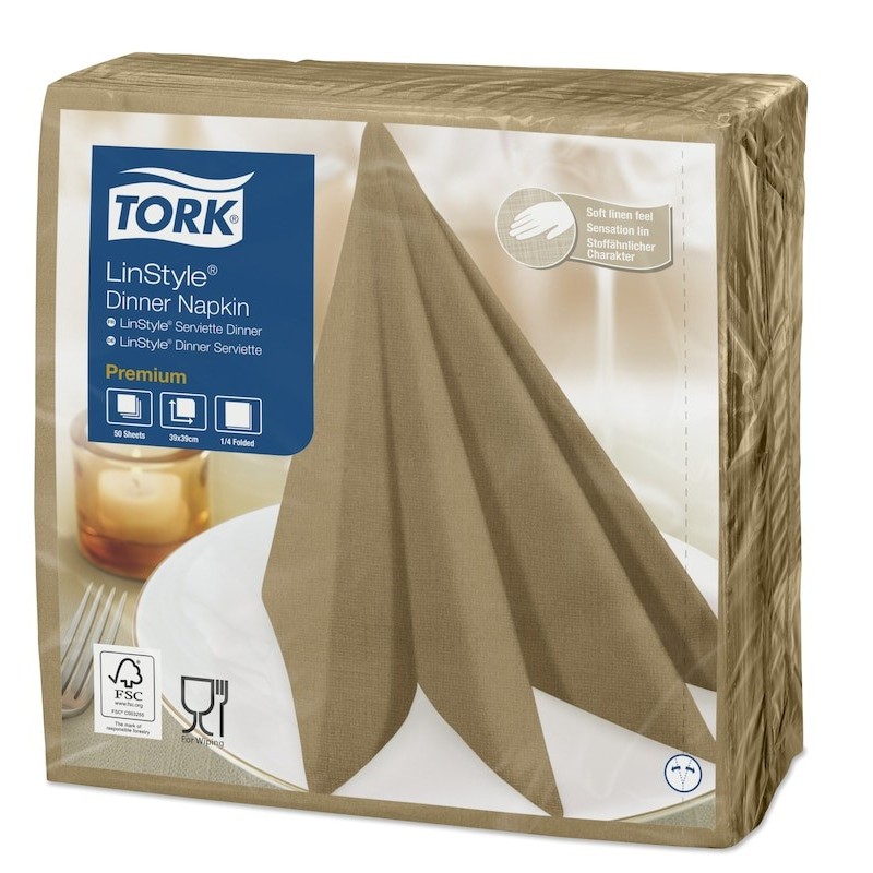 Tork Premium LinStyle Tovagliolo Dinner cm. 39x39 da 50 Fogli Nocciola