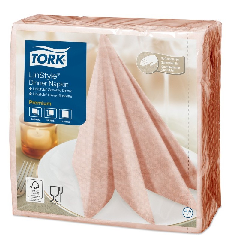 Tork Premium LinStyle Tovagliolo Dinner cm. 39x39 da 50 Fogli Corallo
