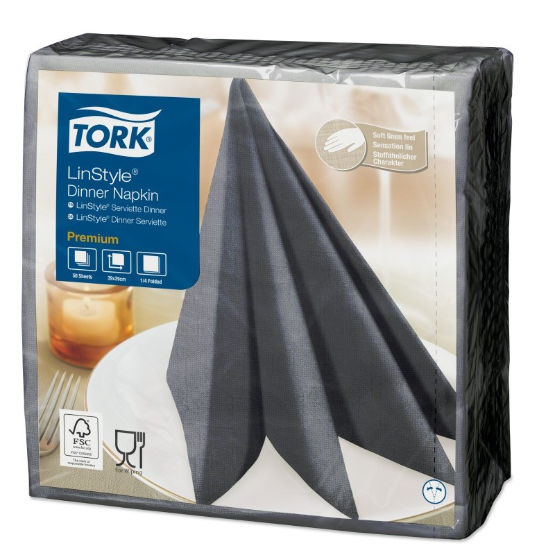 Tork Premium LinStyle Tovagliolo Dinner cm. 39x39 da 50 Fogli Antracite