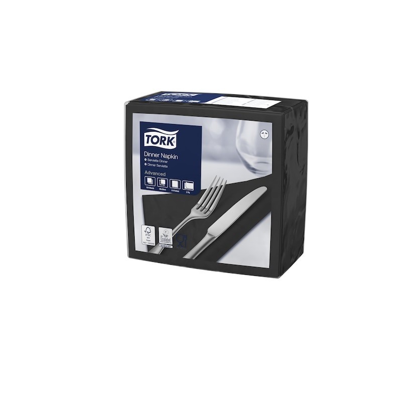 Tovagliolo Tork Dinner 2 Veli cm. 39x39 da 150 Fogli Nero