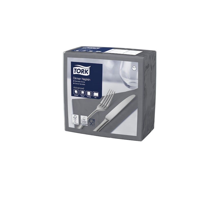 Tovagliolo Tork Dinner 2 Veli cm. 39x39 da 150 Fogli Antracite